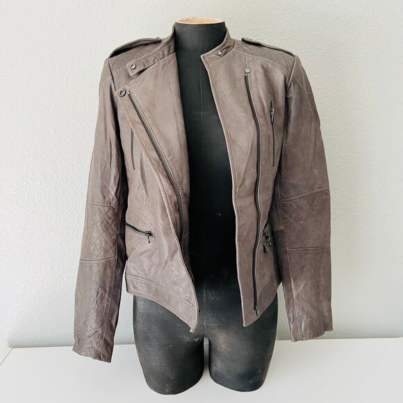 Vince Leather Zip Moto Jacket Women's Size Small - Picture 2 of 9